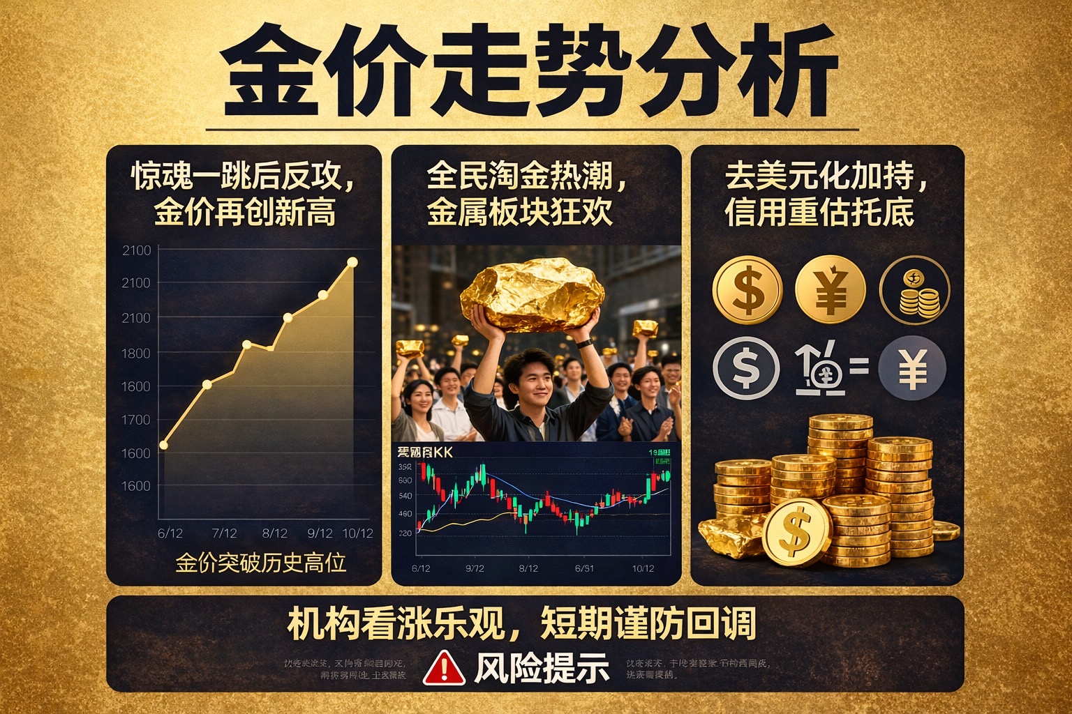 一、头条速递:金价上演“惊魂一跳”后强势反攻,再创历史新高